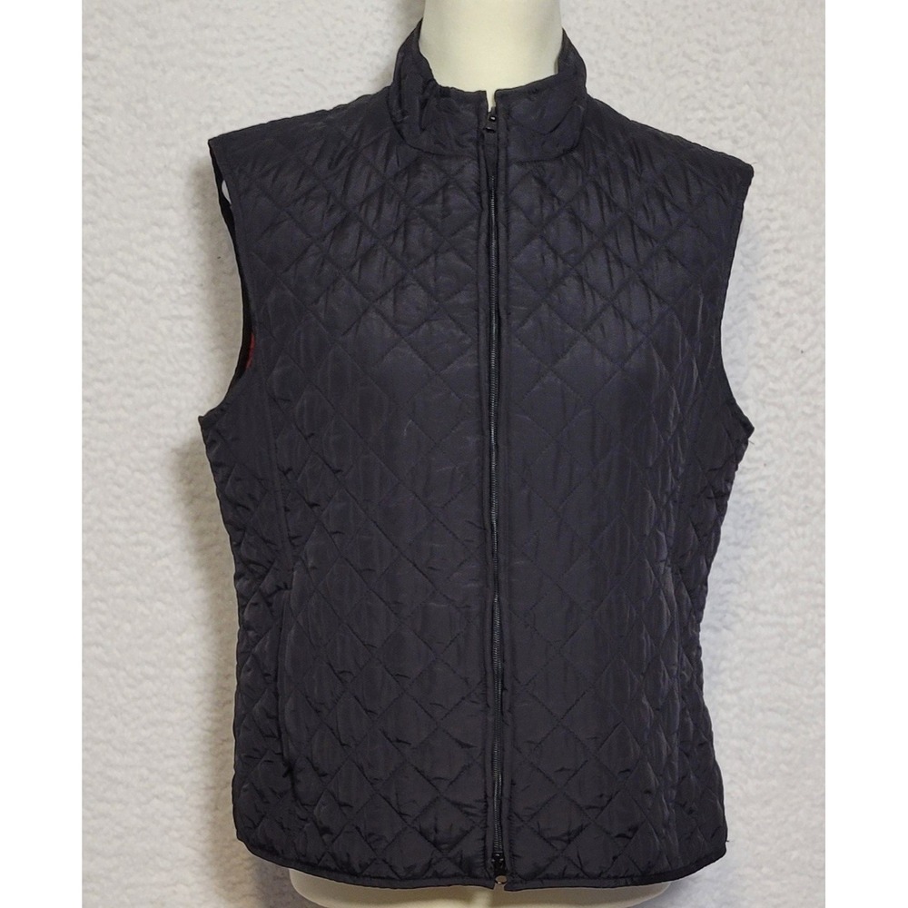 Relativity Quilted Vest Size XL Black Sleeveless Jacket Full Zip Womens 1186